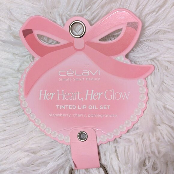 Tinted Lip Oil Trio on Keychain | w/ Detachable Pearl & Bow Charm - Picture 4 of 6